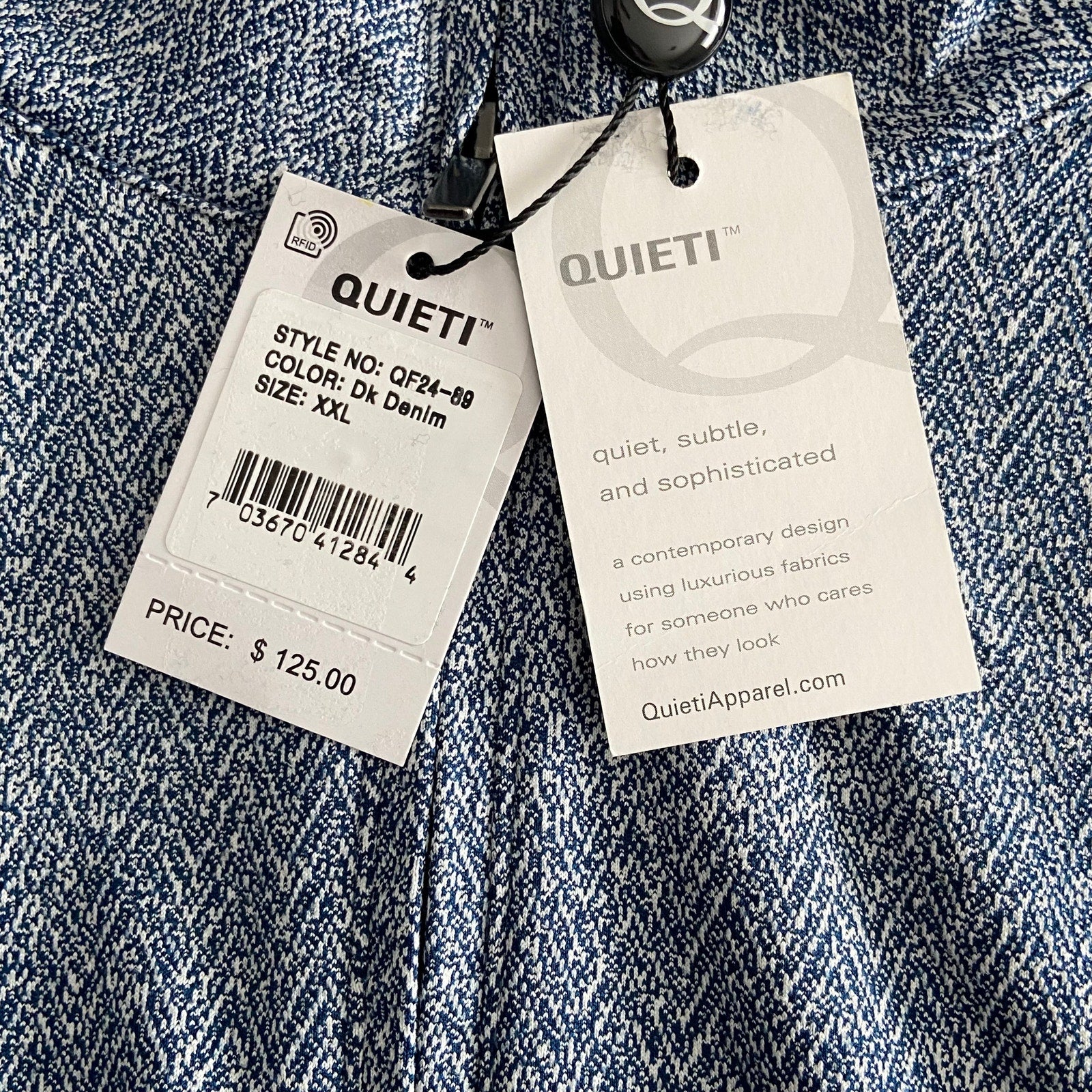 Quieti 1/4 Zip Pullover Men's XXL Mock Neck Stretch Fabric Blue