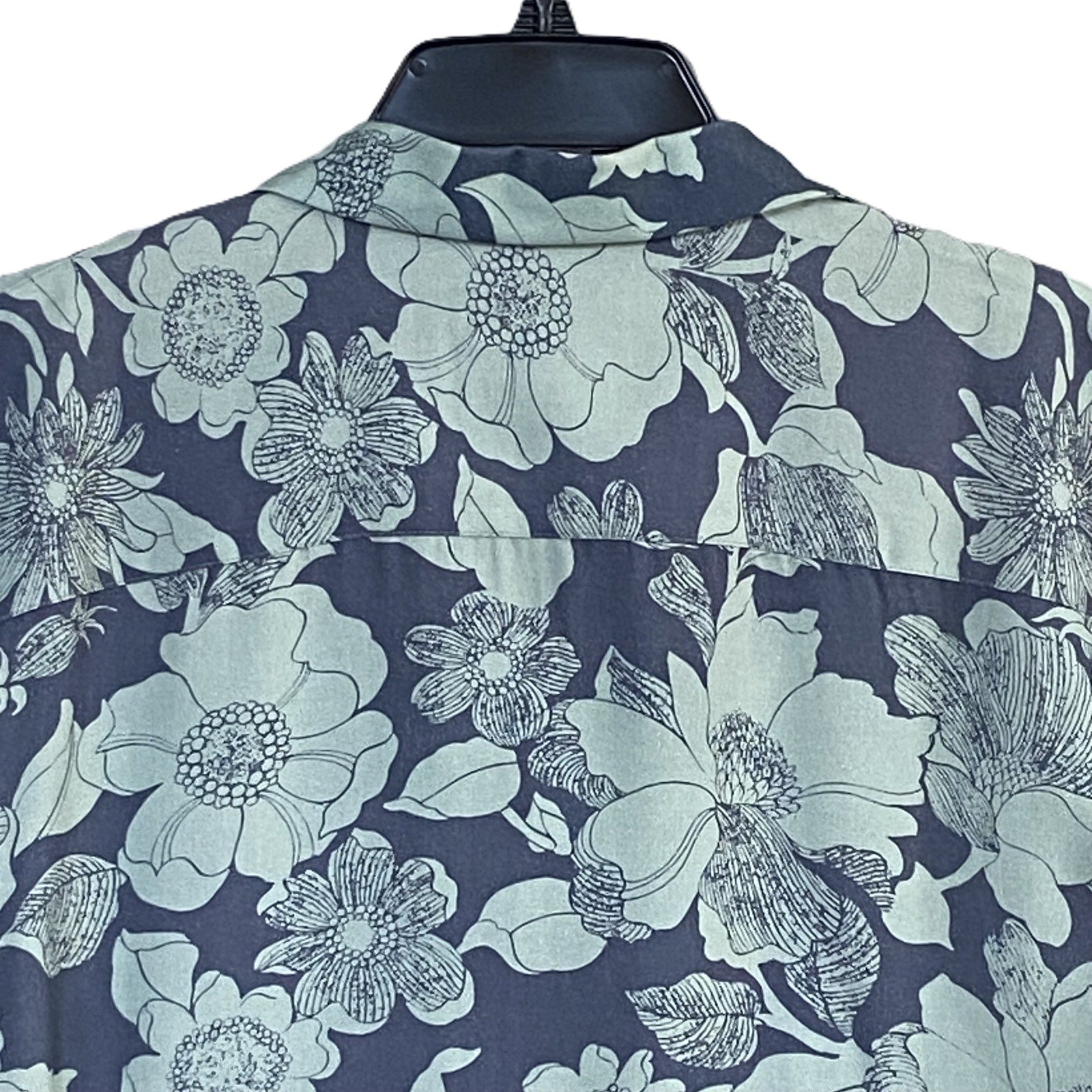Bugatchi Shirt Men's Small Classic Fit Camp Collar Short Sleeve Mint Floral