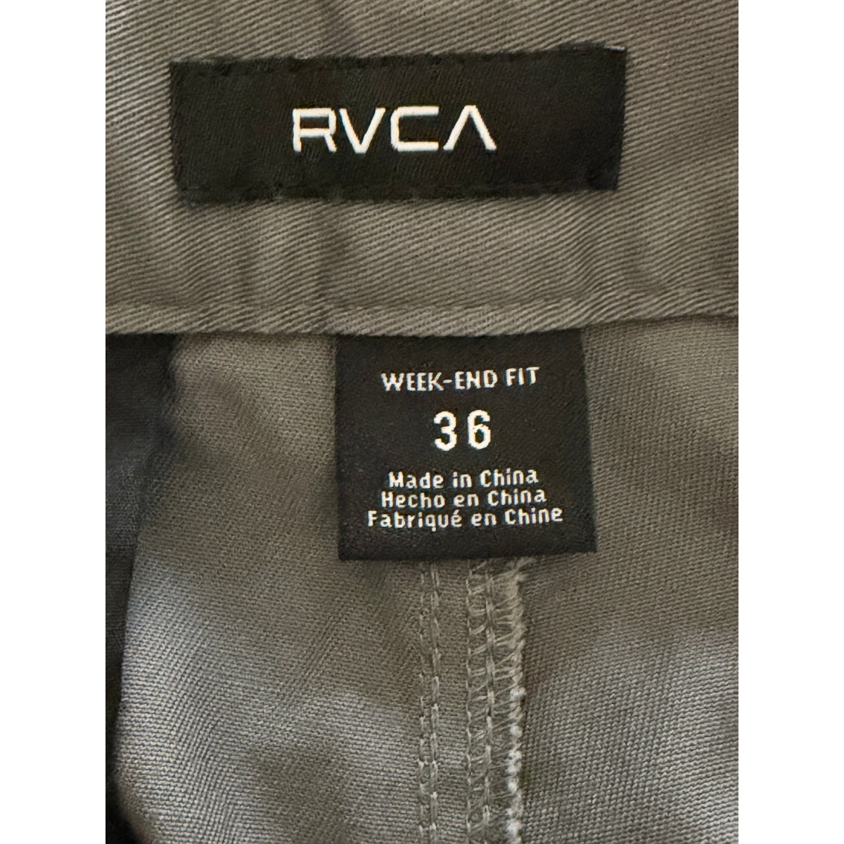 RVCA Week-End Pant Men's 36"x32" Straight Fit Stretch Fabric Smoke Gray