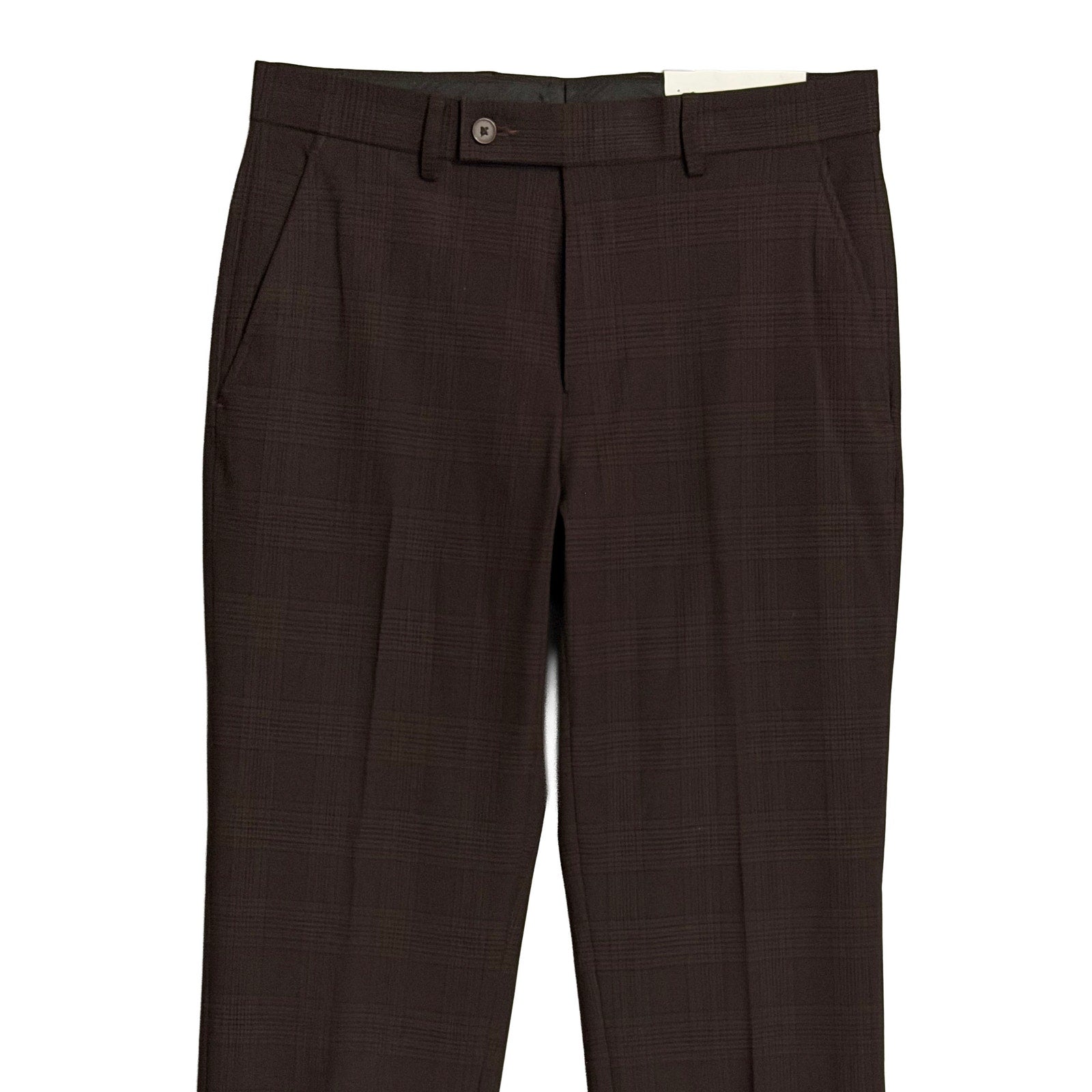 Calvin Klein Dress Pant Men's 30"x30" Slim Fit Flat Front Stretch Wine Plaid