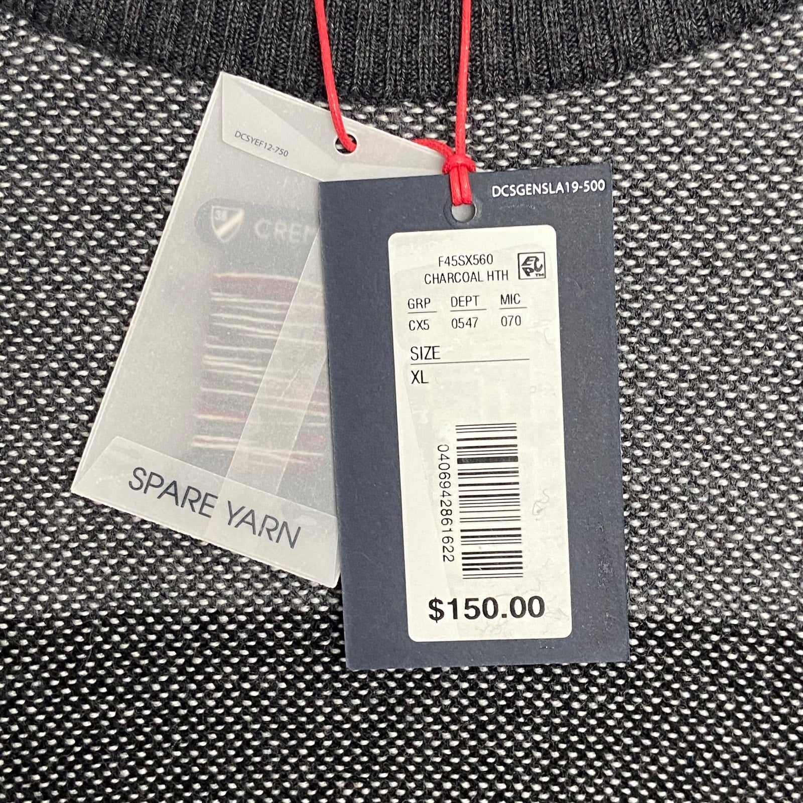 Daniel Cremieux Pullover Sweater Men's XL Fine Merino Wool Gray Burgundy