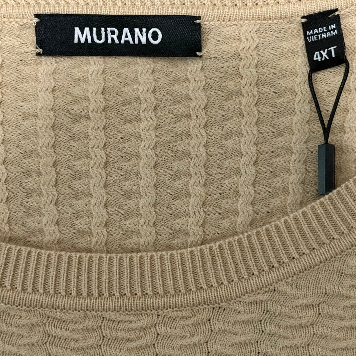 Murano Lux Textured Sweater Men's 4XT Big & Tall Crew Neck Light Khaki