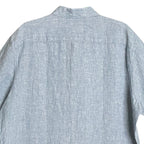 Michael Kors Linen Shirt Men's XL Slim Fit Short Sleeve Blue/White Pinstripe
