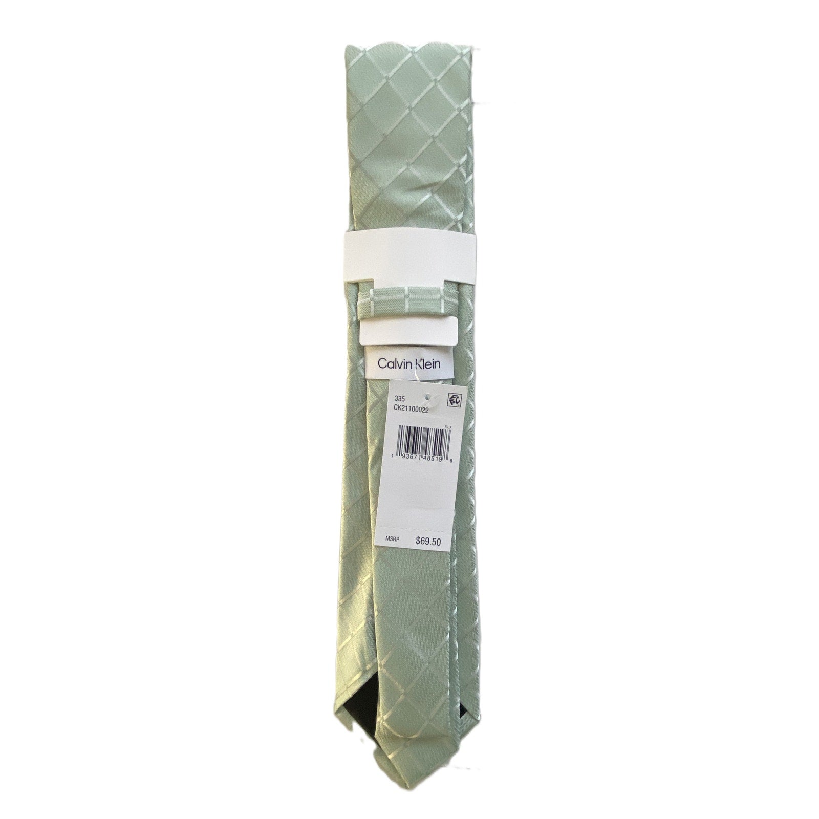 Calvin Klein Necktie Silk Blend Classic Width and Length Green Geo