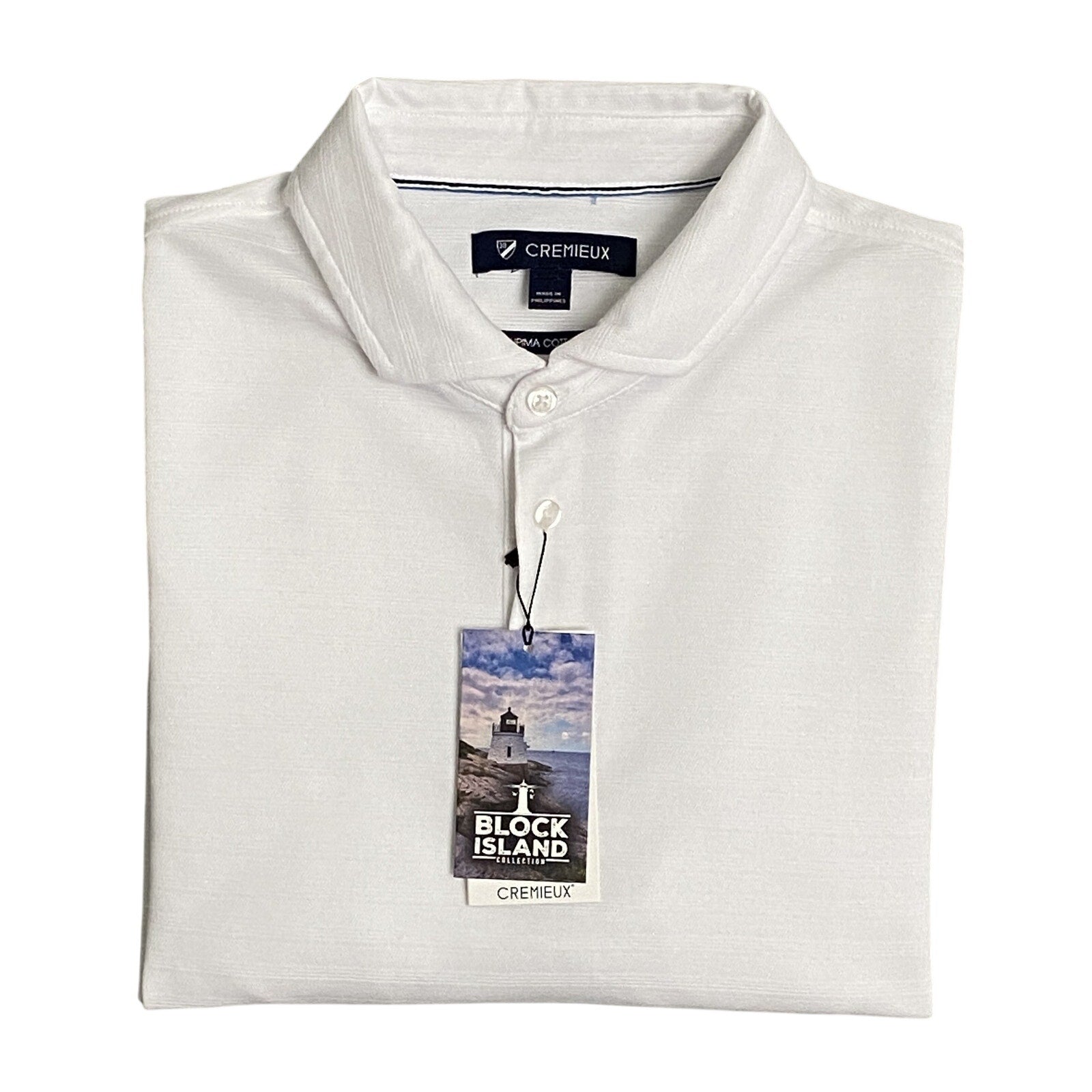 Daniel Cremieux Polo Shirt 38 Men's Medium Supima Cotton Shirt White Stripe