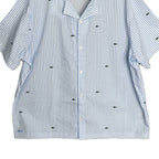 Lacoste Sleepwear Men's Large Poplin Pajama Shirt Cotton Blue Pinstripe