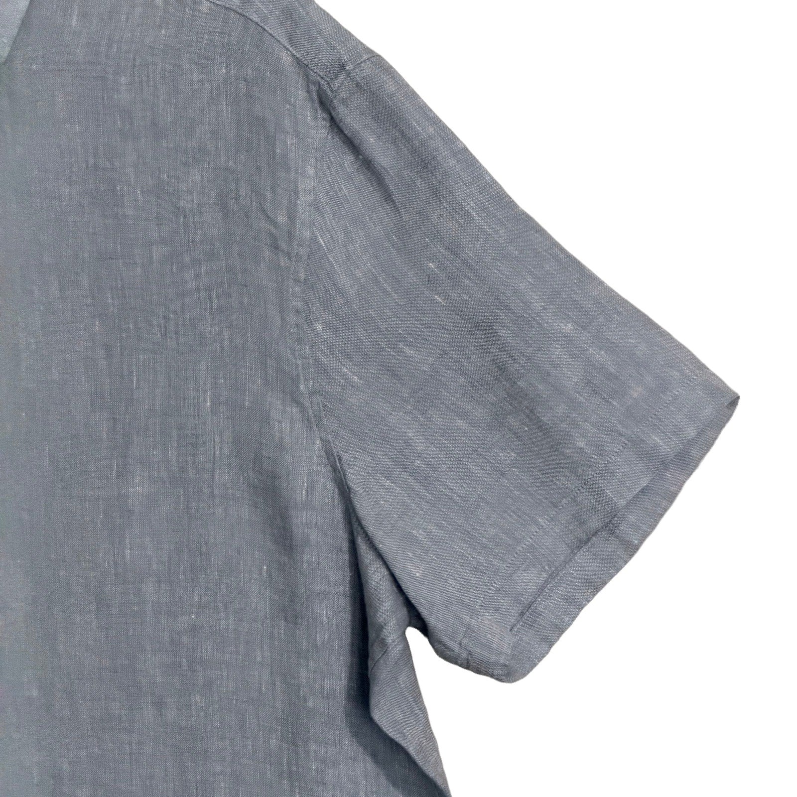 Michael Kors Linen Shirt Men's XXL Slim Fit Short Slv Button-Down Chambray