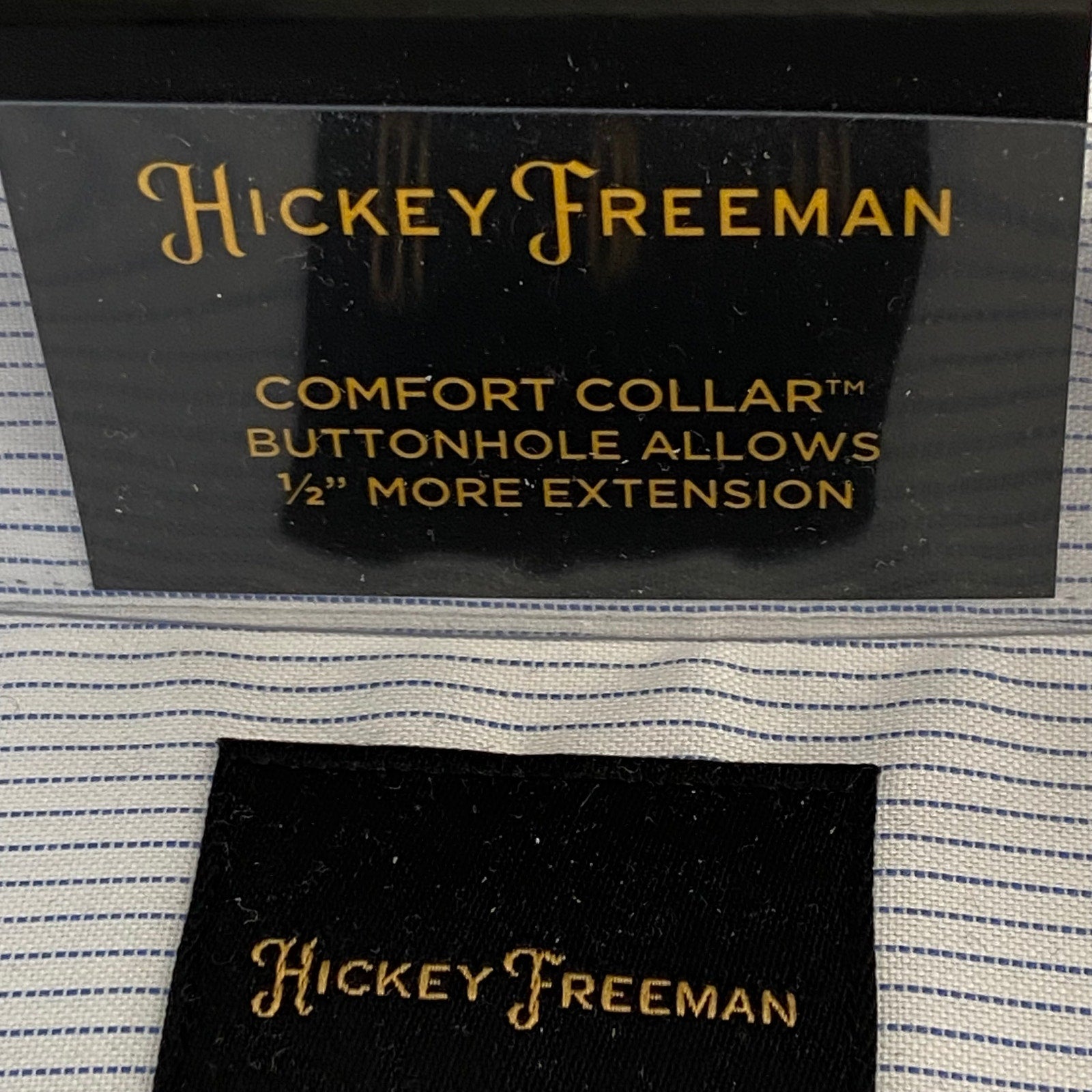 Hickey Freeman Dress Shirt Men's 17.5 34/35 Modern Fit Blue Pinstripe