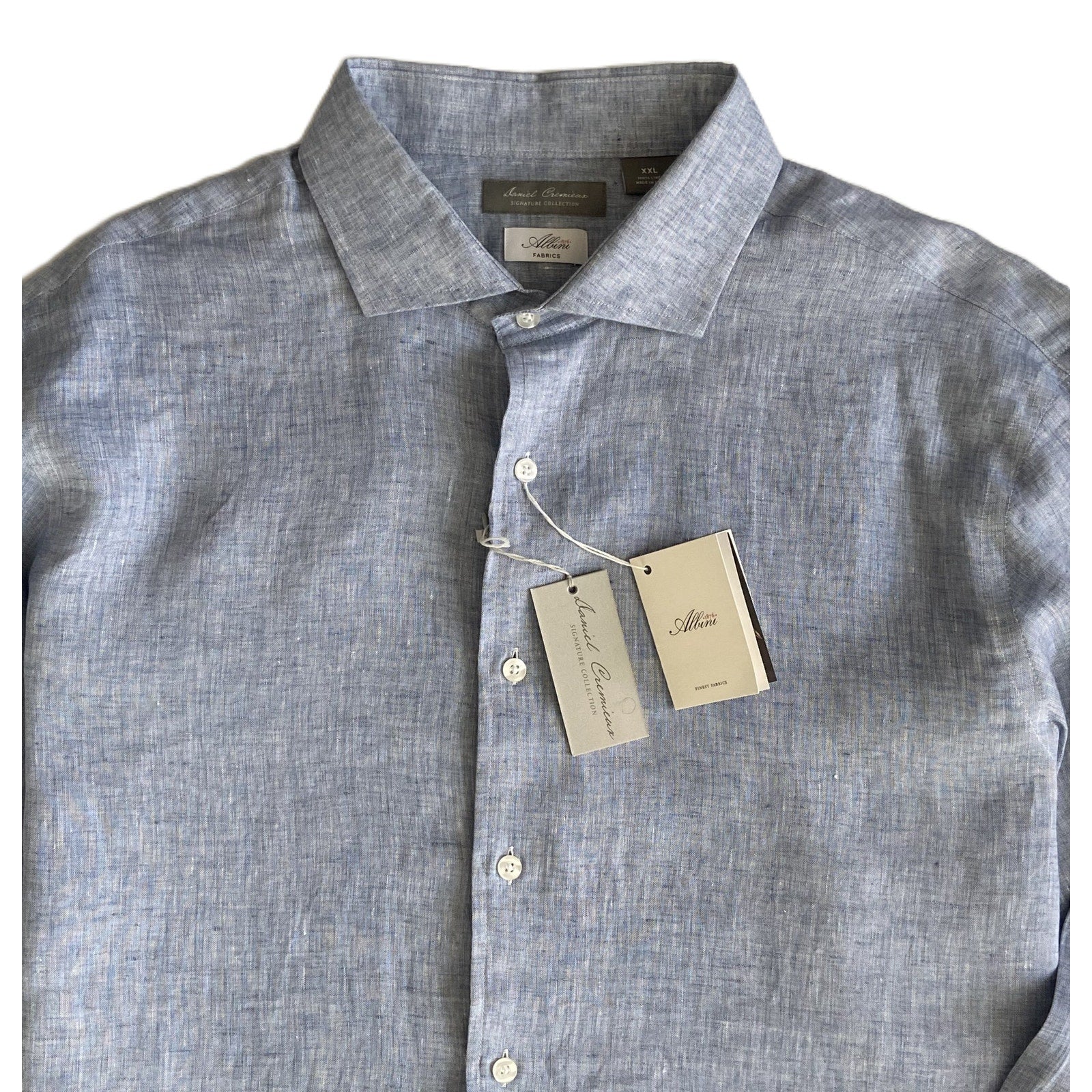 Daniel Cremieux Linen Shirt Men's XXL Signature Albini Fabrics Blue & Gray