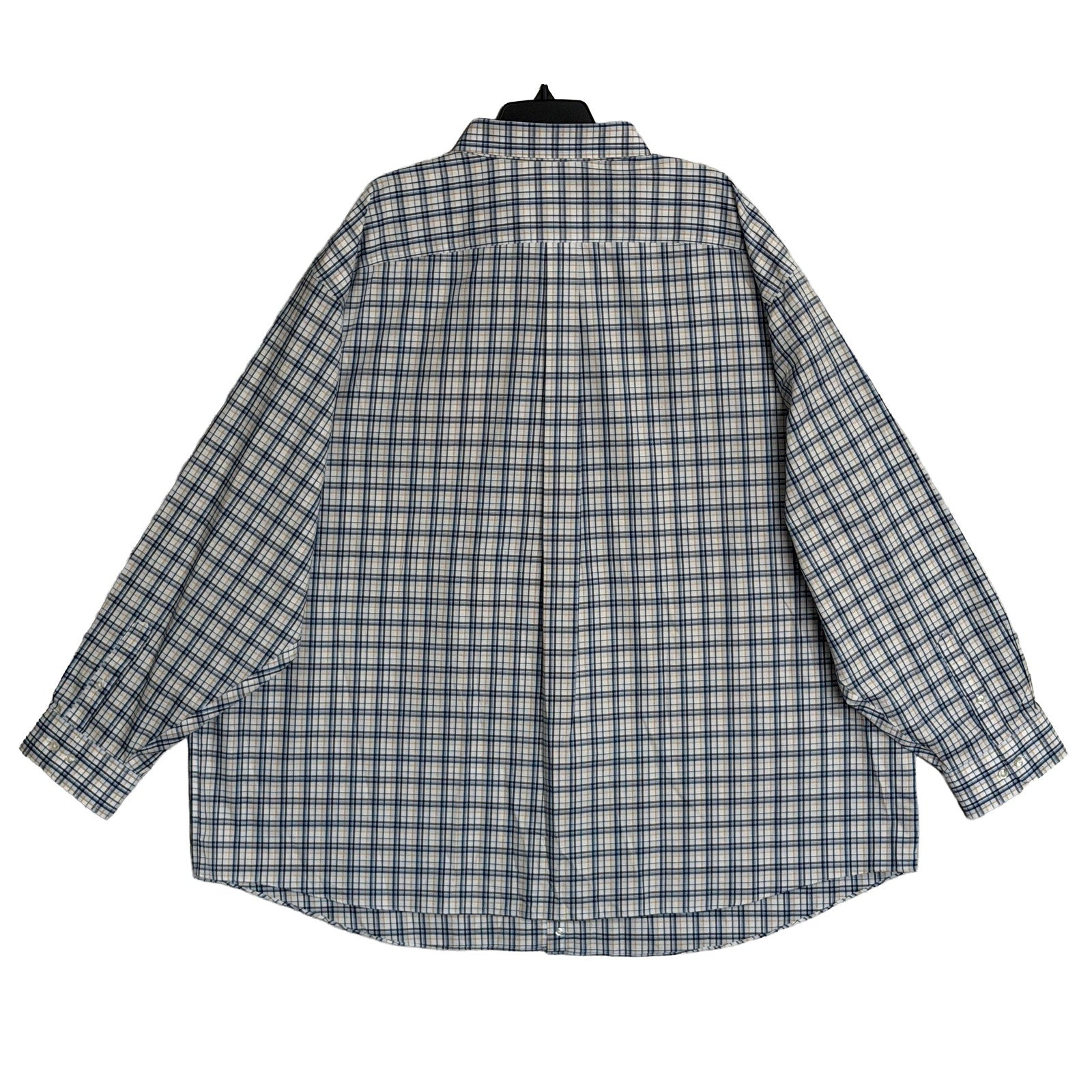 Roundtree & Yorke Performance Dress Shirt Men's 4XB LS Big & Tall Blue Plaid