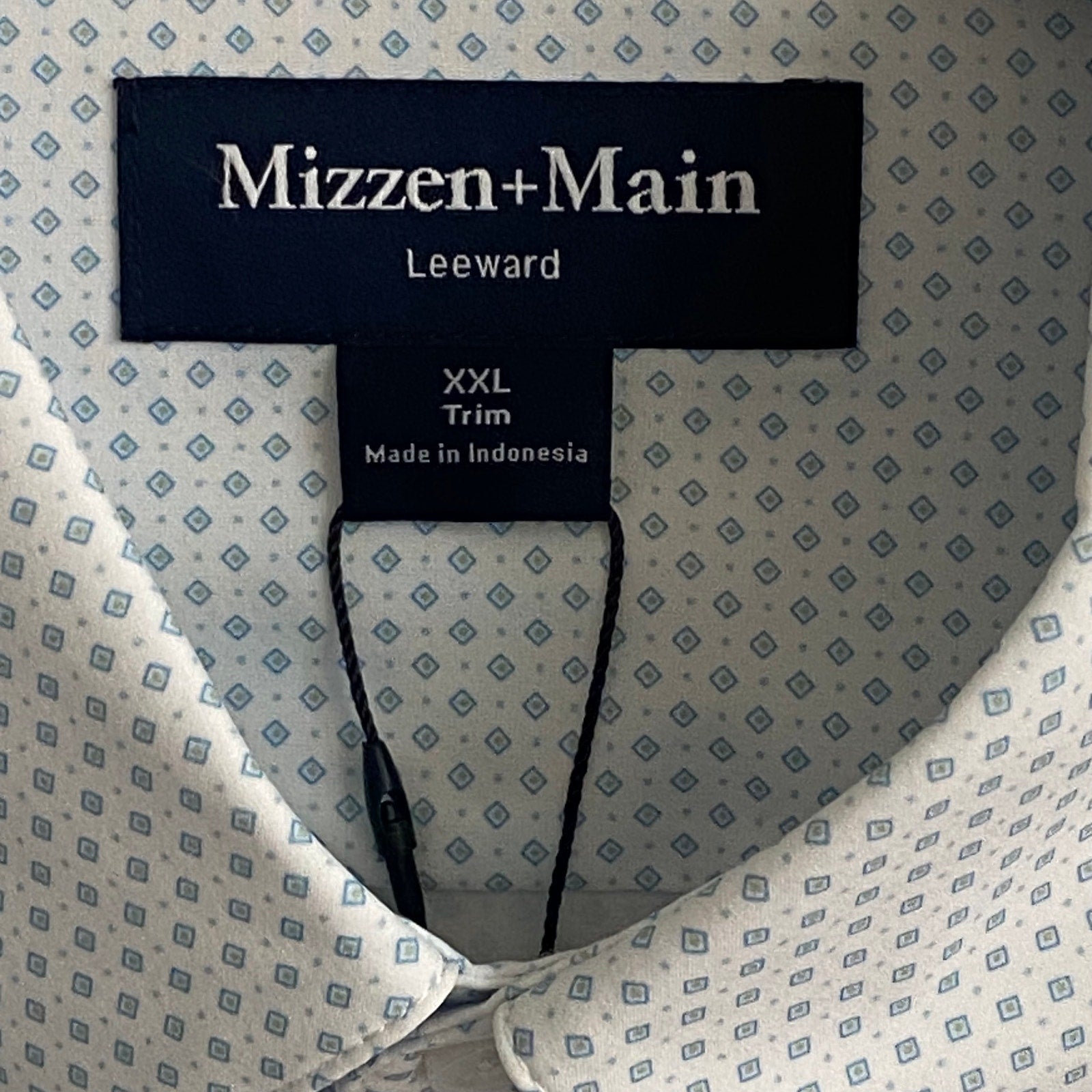 Mizzen+Main Shirt Men's XXL Leeward Trim Fit Long Slv White Double Diamond