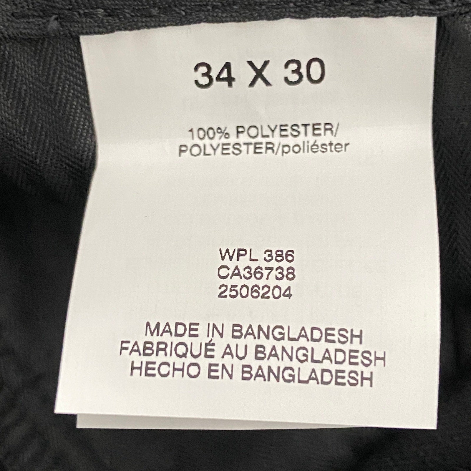 Kenneth Cole Dress Pant Men's 34x30 Slim Fit Stretch Gabardine Solid Black