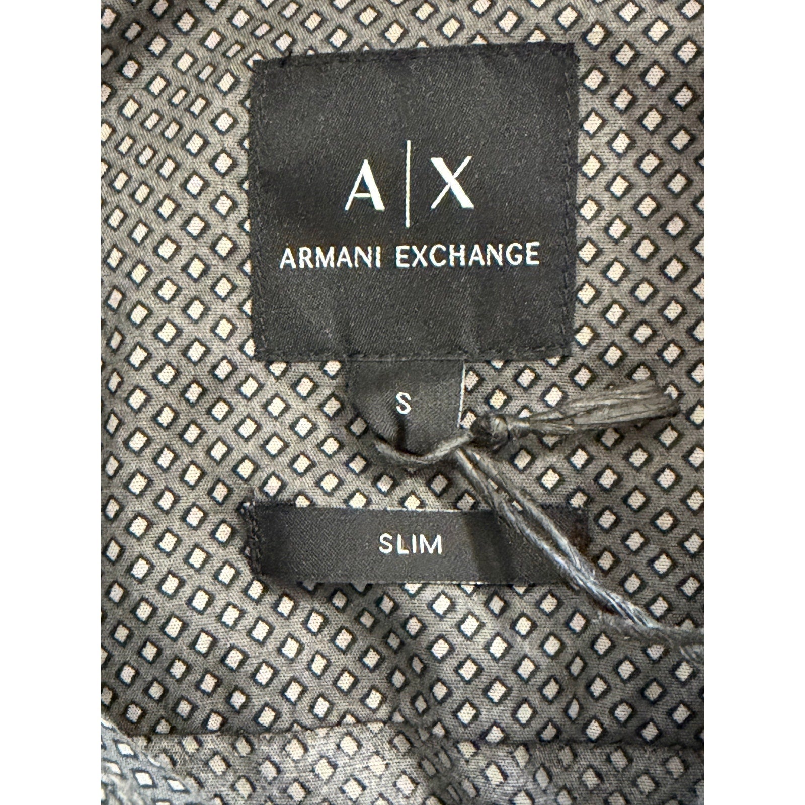Armani Exchange Dress Shirt Men's Small Slim Fit Stretch Sage Diamond