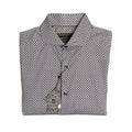 Visconti Black Men's Small Button Up Shirt Geometric Print Bark Stretch