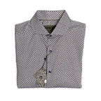 Visconti Black Men's Small Button Up Shirt Geometric Print Bark Stretch