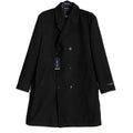 Nautica Overcoat Men's 44 Long Double-Breasted Wool Blend Lined Solid Black