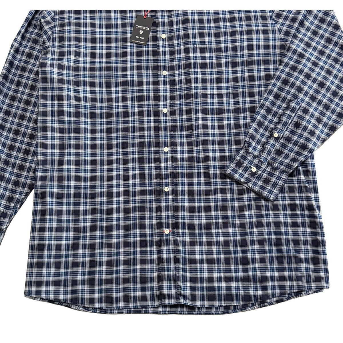 Daniel Cremieux Dress Shirt Men's 4XB Big & Tall Button-Down Stretch Dark Navy Plaid