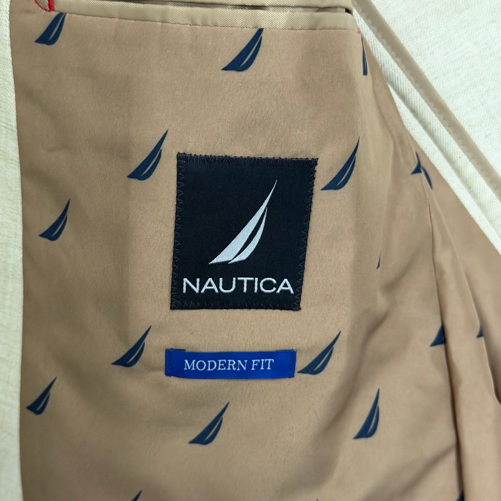 Nautica Sport Coat Men's 42 Short Modern Fit Active Stretch Lt Tan