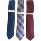 Perry Ellis Portfolio Necktie Lot of 3 Classic Width/Length Blue, Plaid, Red