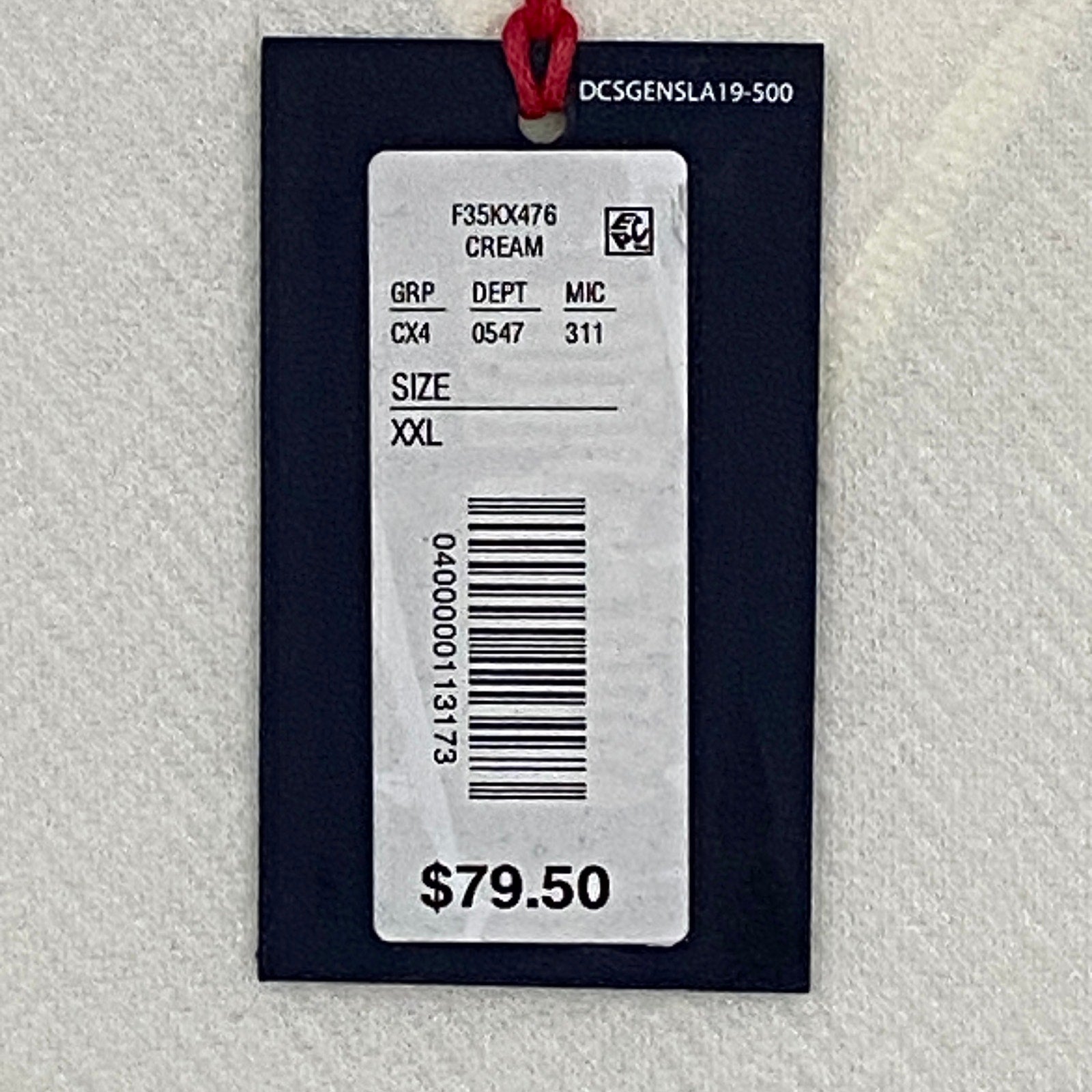 Daniel Cremieux Mne's XXL Long Sleeve Crew Neck T-Shirt Solid Cream