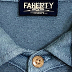 Faherty Polo Shirt Men's XL Reserve Short Sleeve Linen Deep Marine Blue NEW