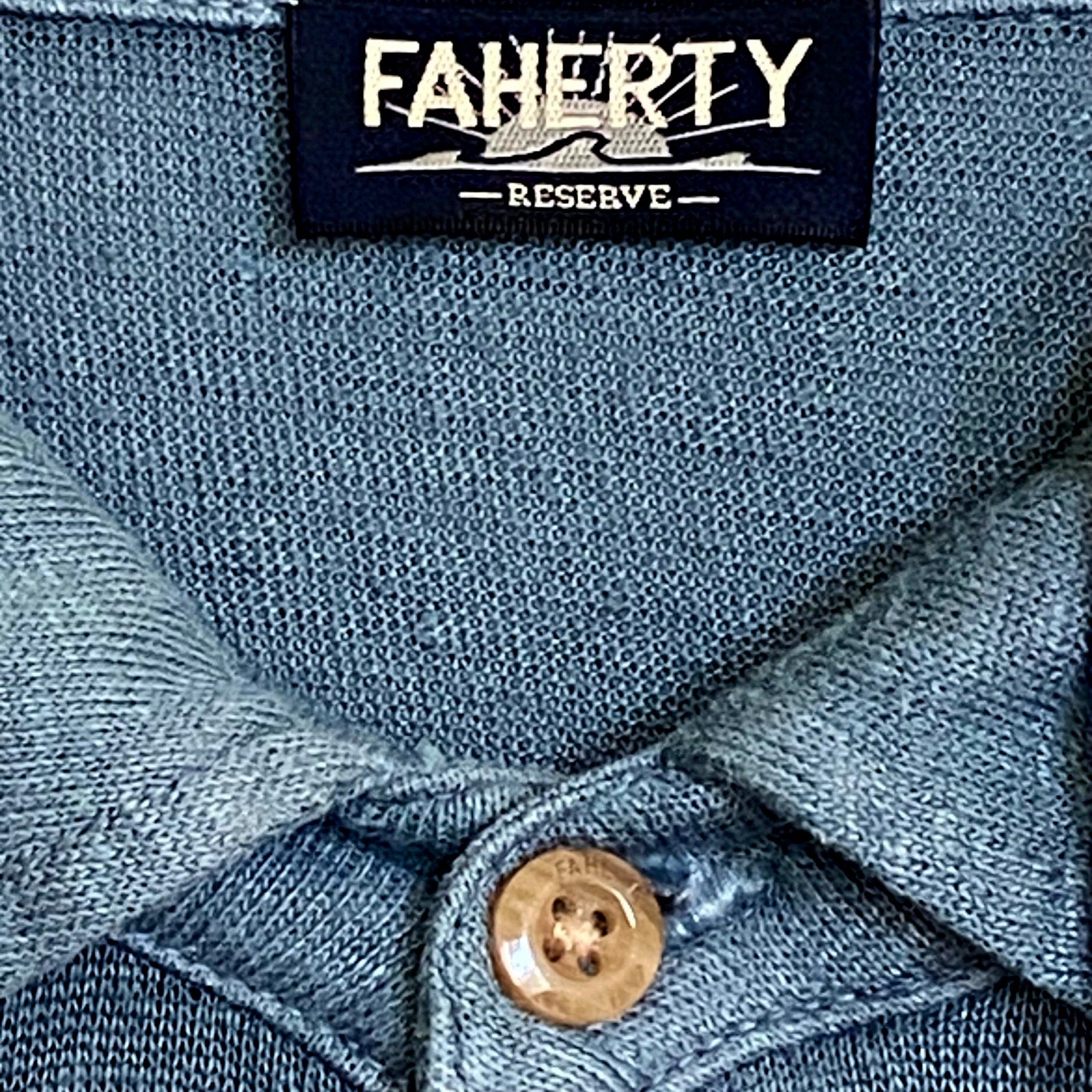 Faherty Polo Shirt Men's XL Reserve Short Sleeve Linen Deep Marine Blue NEW