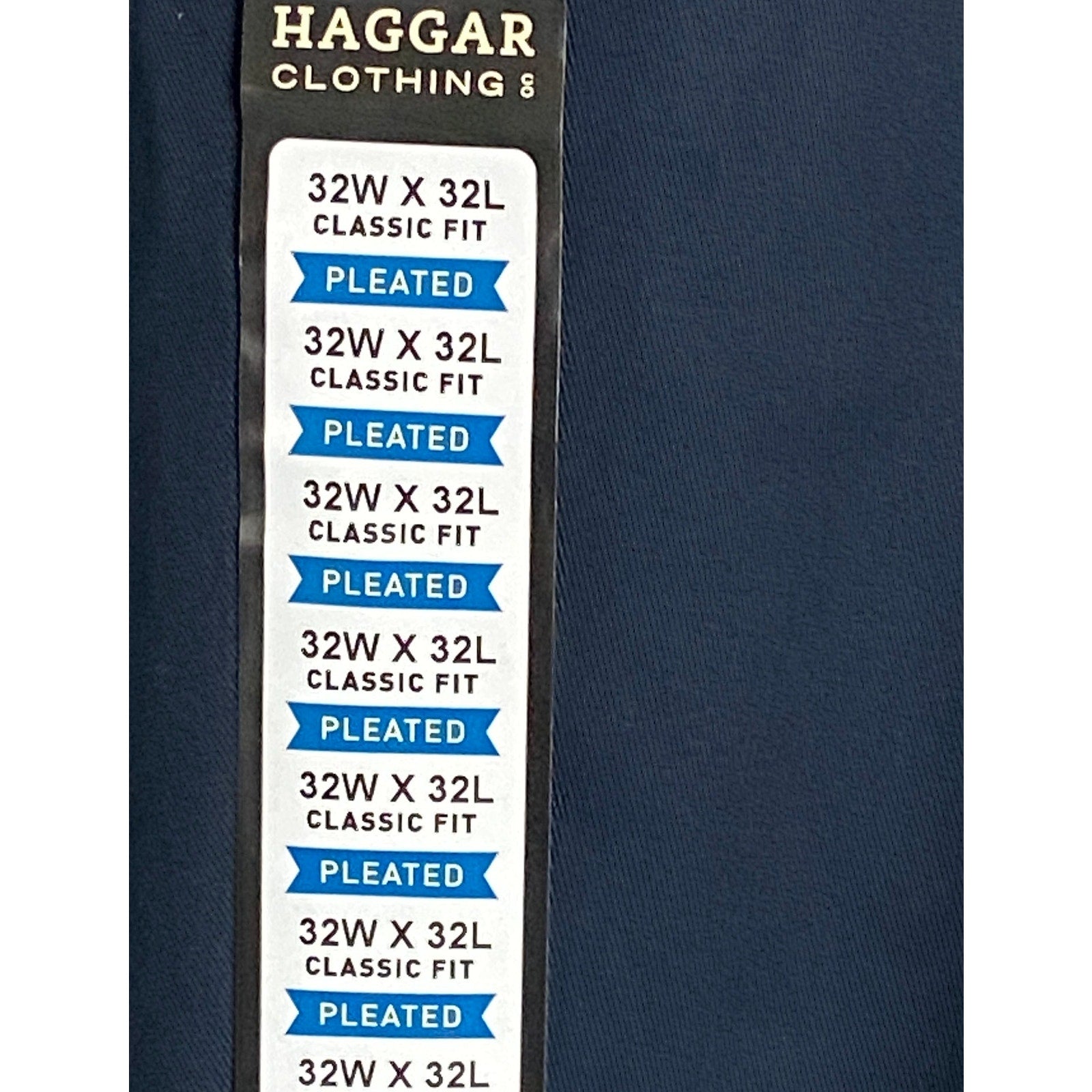 Haggar Premium No Iron Khaki Men's 32x32 Dress Pant Classic Fit Pleated Blue