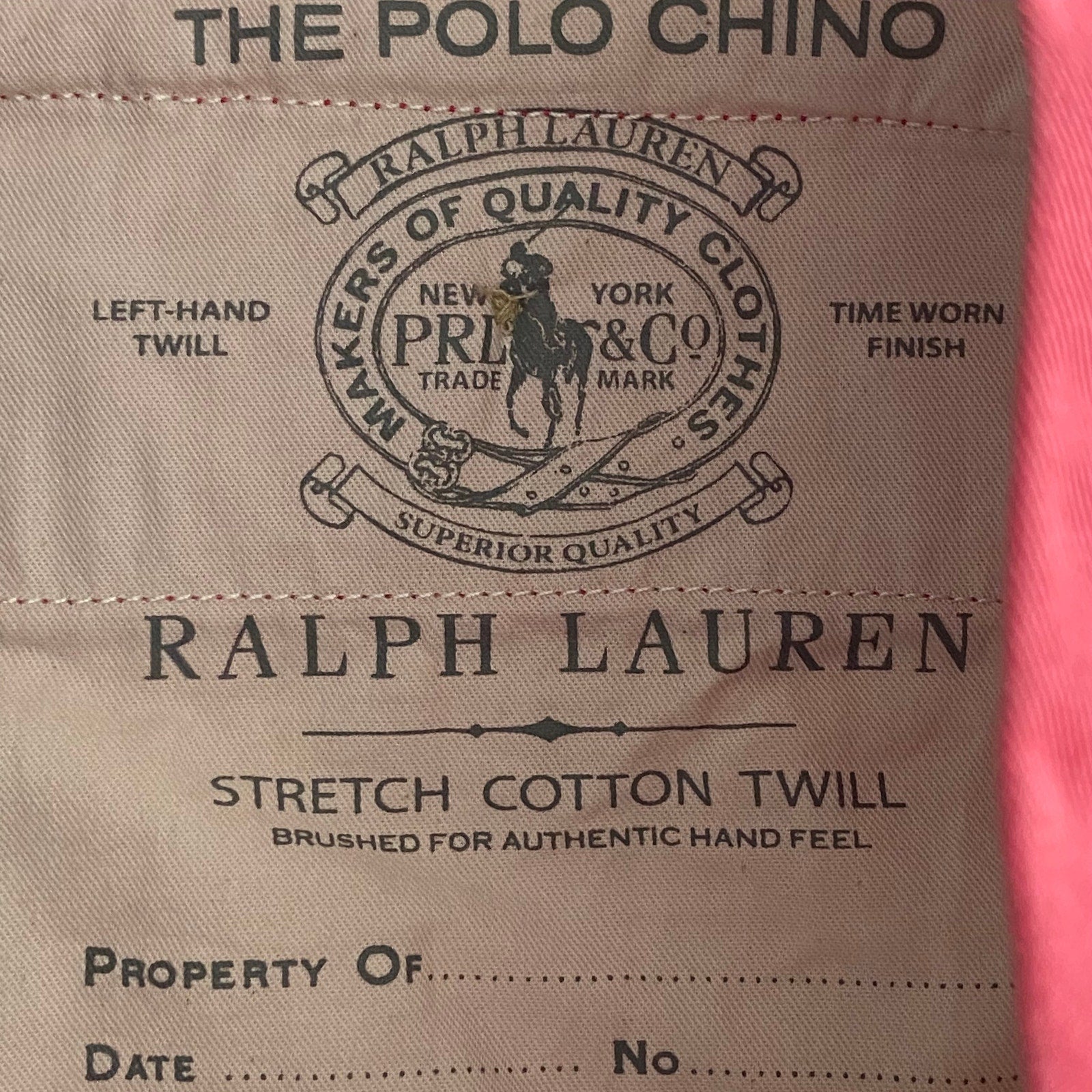 Polo Ralph Lauren Chino Pant 33x32 Slim Fit Stretch Cotton Twill Red