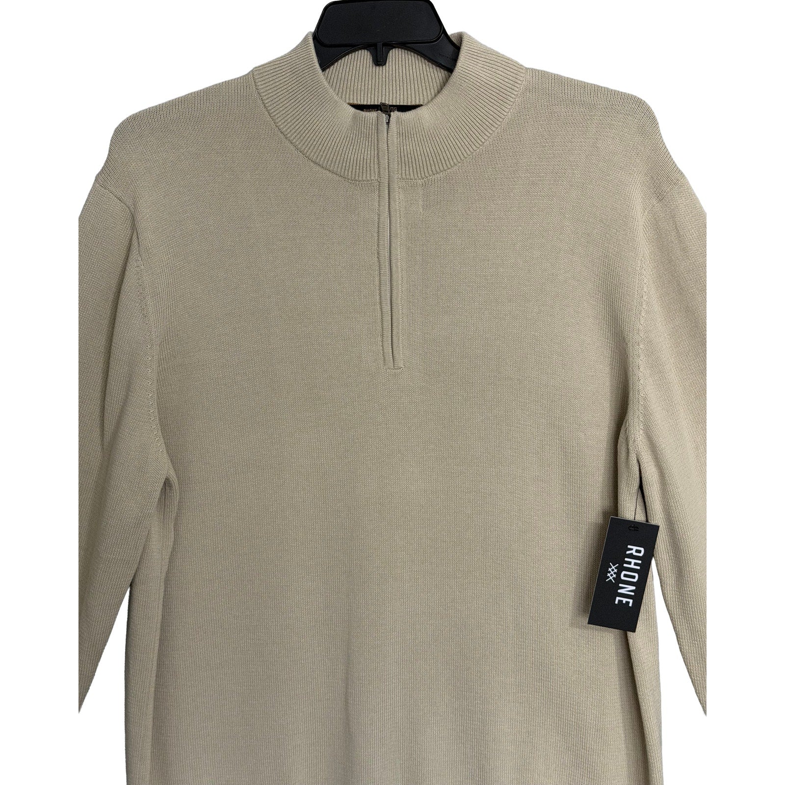 Rhone 1/4 Zip Pullover Men's Large Commuter Sweater Mock Neck Bone