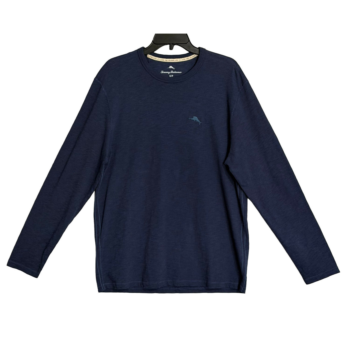 Tommy Bahama T-Shirt Men's Small "Tropic Tiles Tee" Long Sleeve Dark Blue