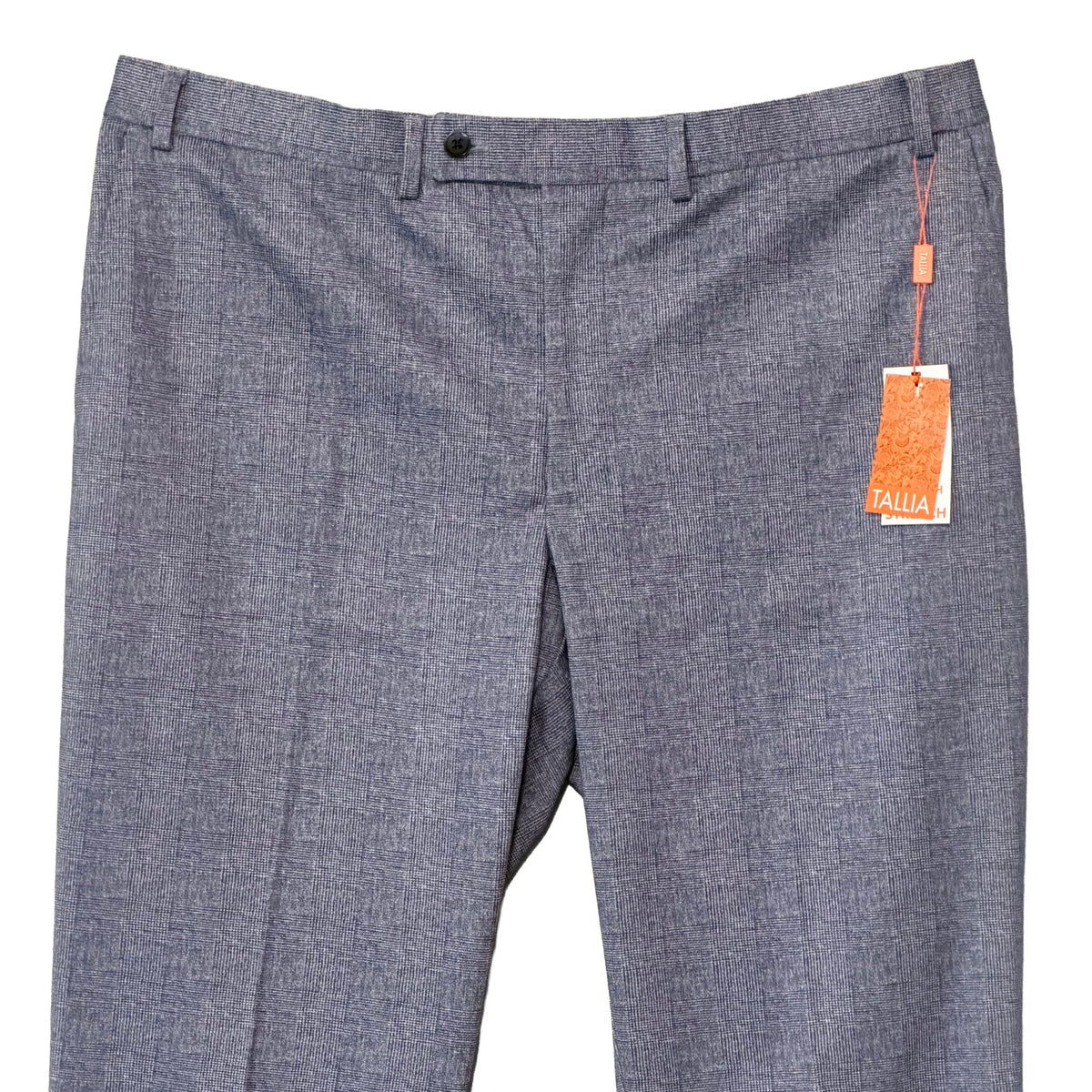 Tallia Orange Vezzo Suit Pant Men's 40"x32" Flat Front Stretch Blue Plaid