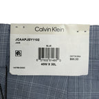 Calvin Klein Dress Pant Men's 40"x30" Slim Fit Flat Front Stretch Blue Plaid