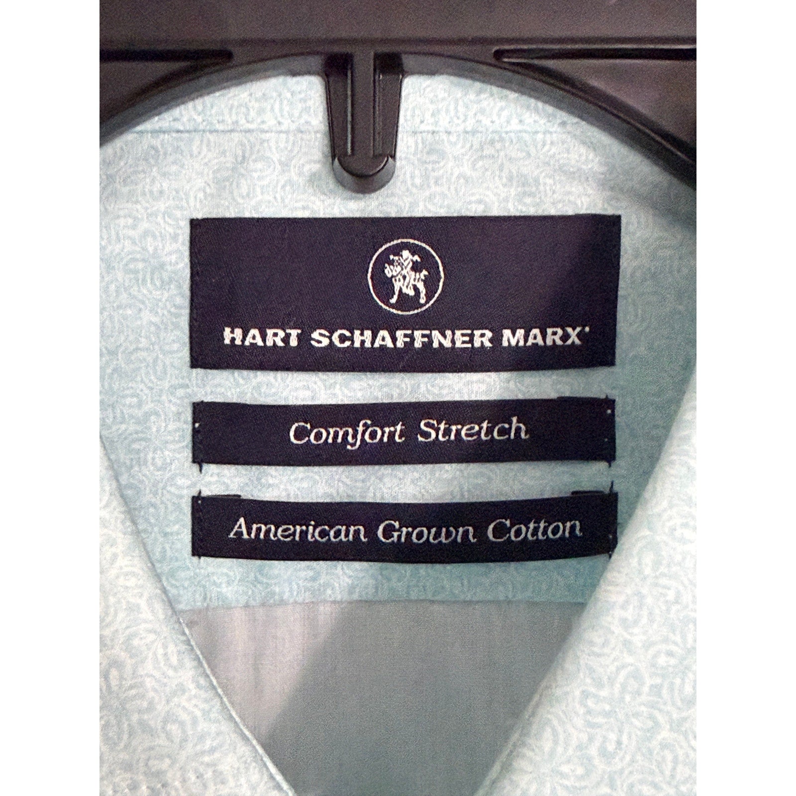 Hart Schaffner Marx Shirt Men's Medium Short Slv Comfort Stretch Cotton Blue
