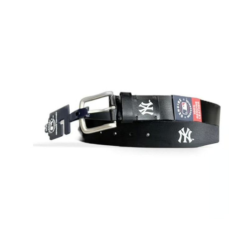MLB New York Yankees Men's Large 38-40 Leather Belt with Team Logo Black