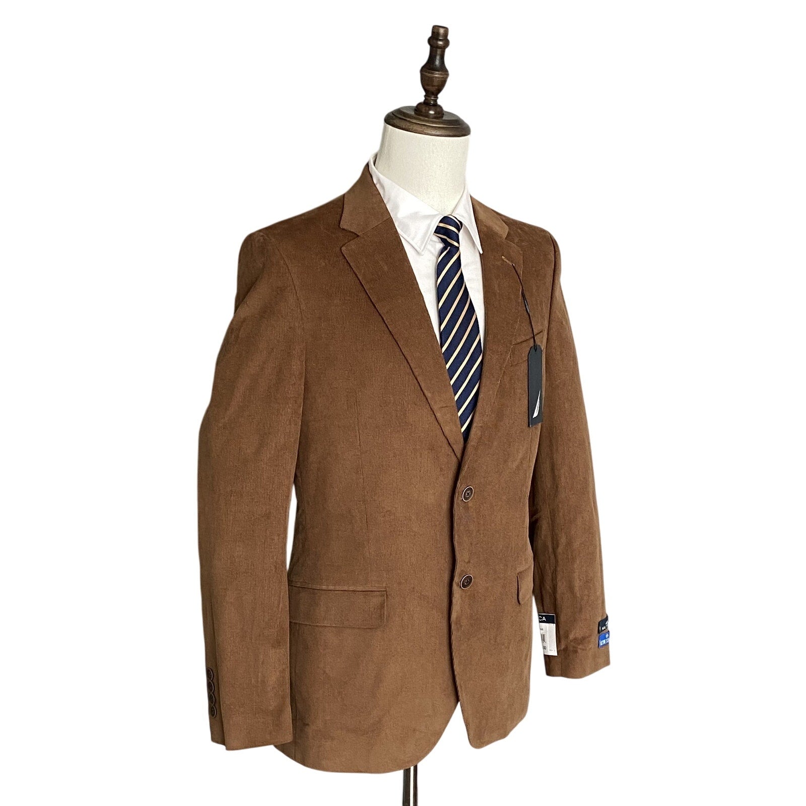 Nautica Men's 38 Regular Corduroy Sport Coat Modern Fit Camel Brown