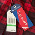 Nautica Sleep Pant Men's Large RestLuxe Elastic Waist Pockets Red/Black Check