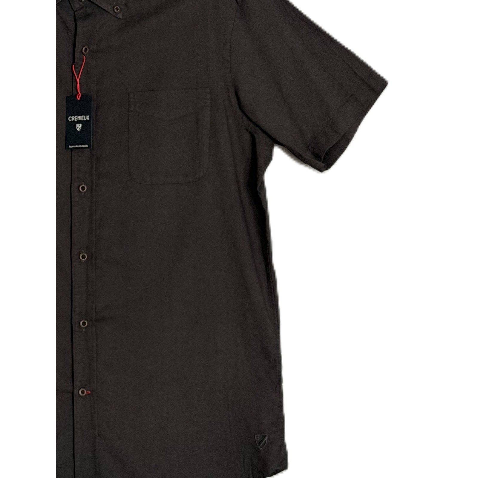 Daniel Cremieux 38 Shirt Men's Large Short Sleeve Cotton Button-Down Gray