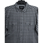 Johnston & Murphy Shirt Men's XL Long Sleeve Navy Gingham Pockets