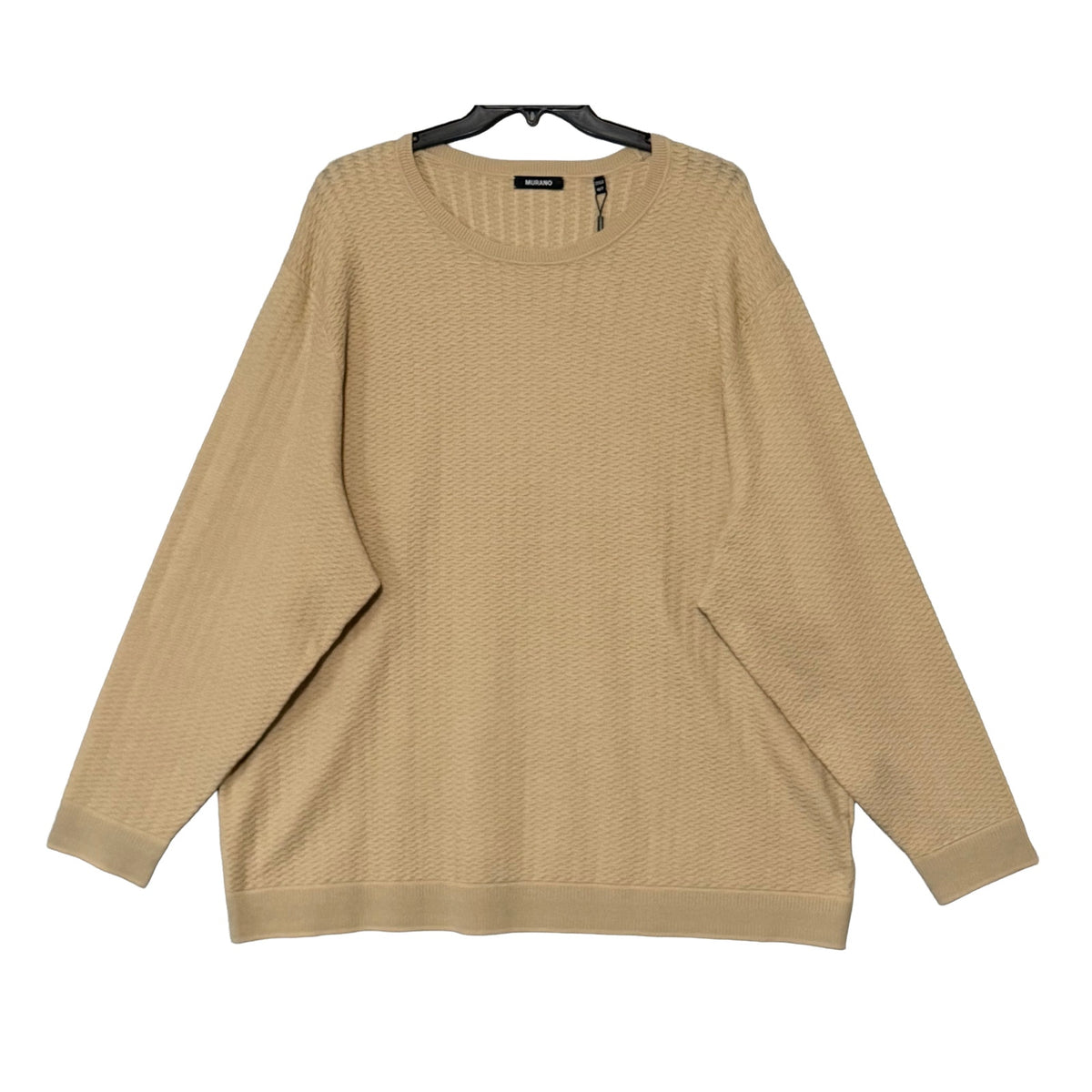 Murano Lux Textured Sweater Men's 4XT Big & Tall Crew Neck Light Khaki