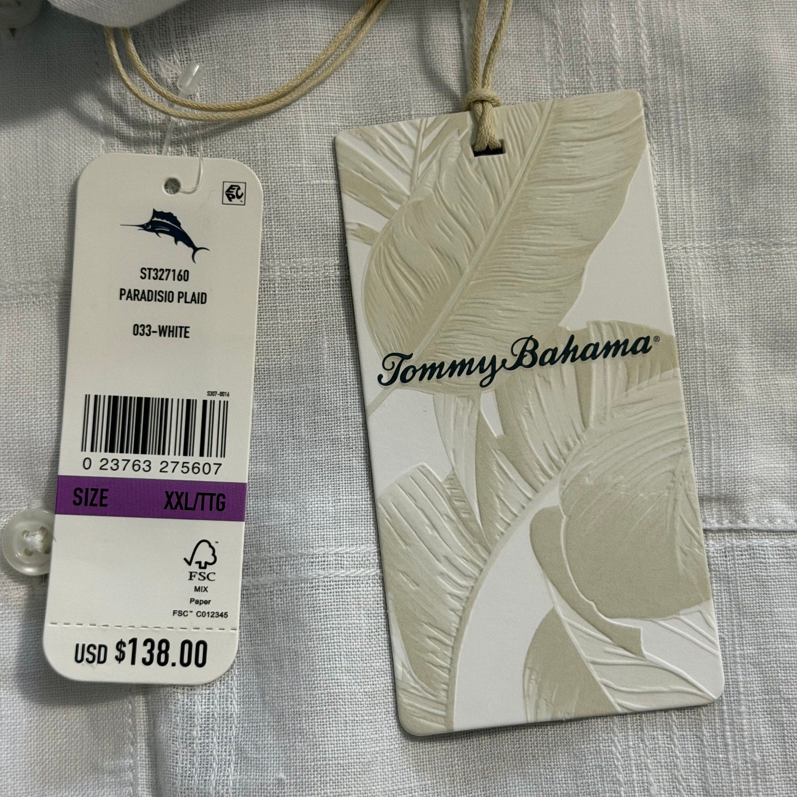 Tommy Bahama Shirt Men's XXL "Paradisio Plaid" Linen Long Sleeve