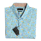 Quieti Shirt Men's XL Short Sleeve Button-Down Beach / Floral Theme Print