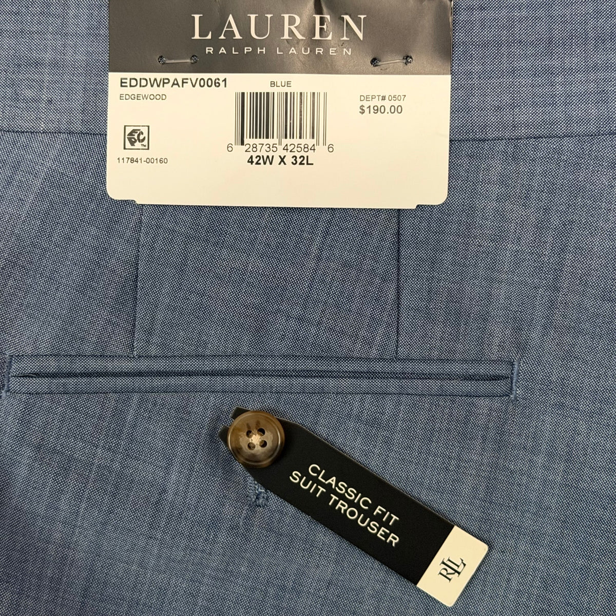 Lauren Ralph Lauren Dress Pant Men's 42"x32" Classic Fit Wool Blend Lt Blue