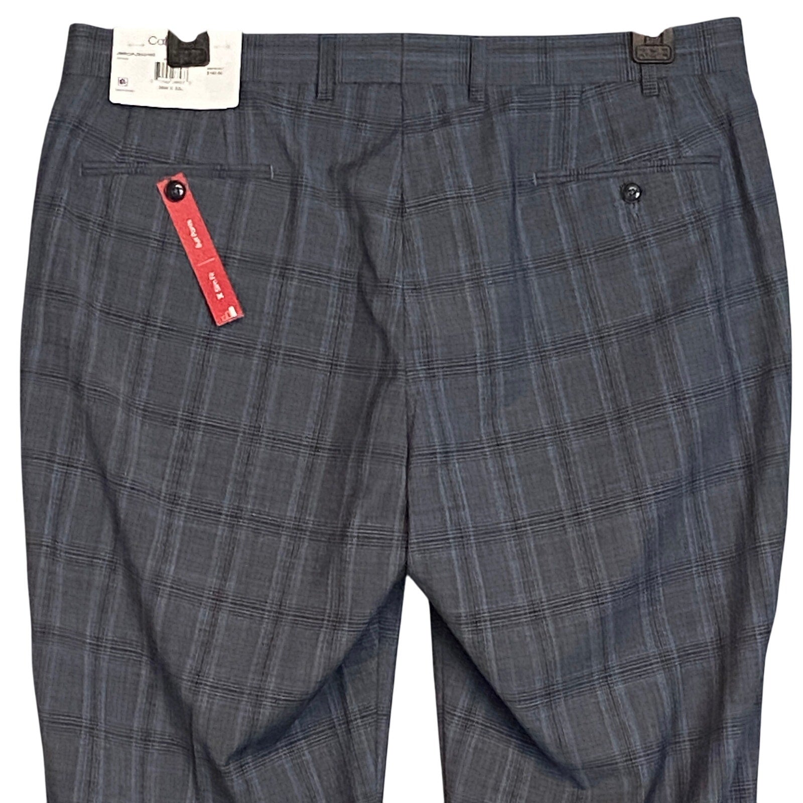 Calvin Klein Suit Pants Men's 38"x32" Slim Fit Wool Blend Grey & Blue Plaid