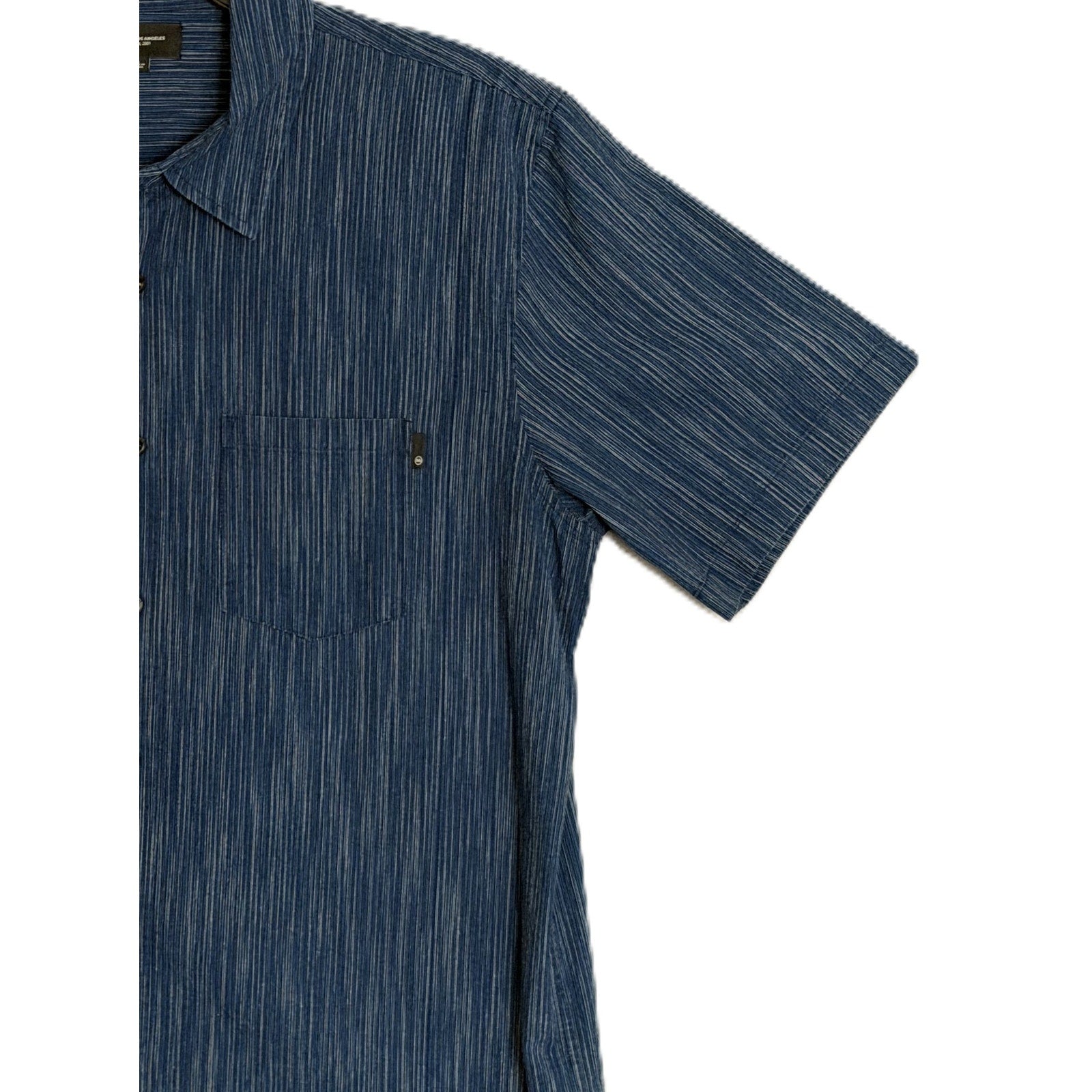 AG Los Angeles Shirt Men's Large Relaxed Fit Wesley Short Slv Button-Up Blue