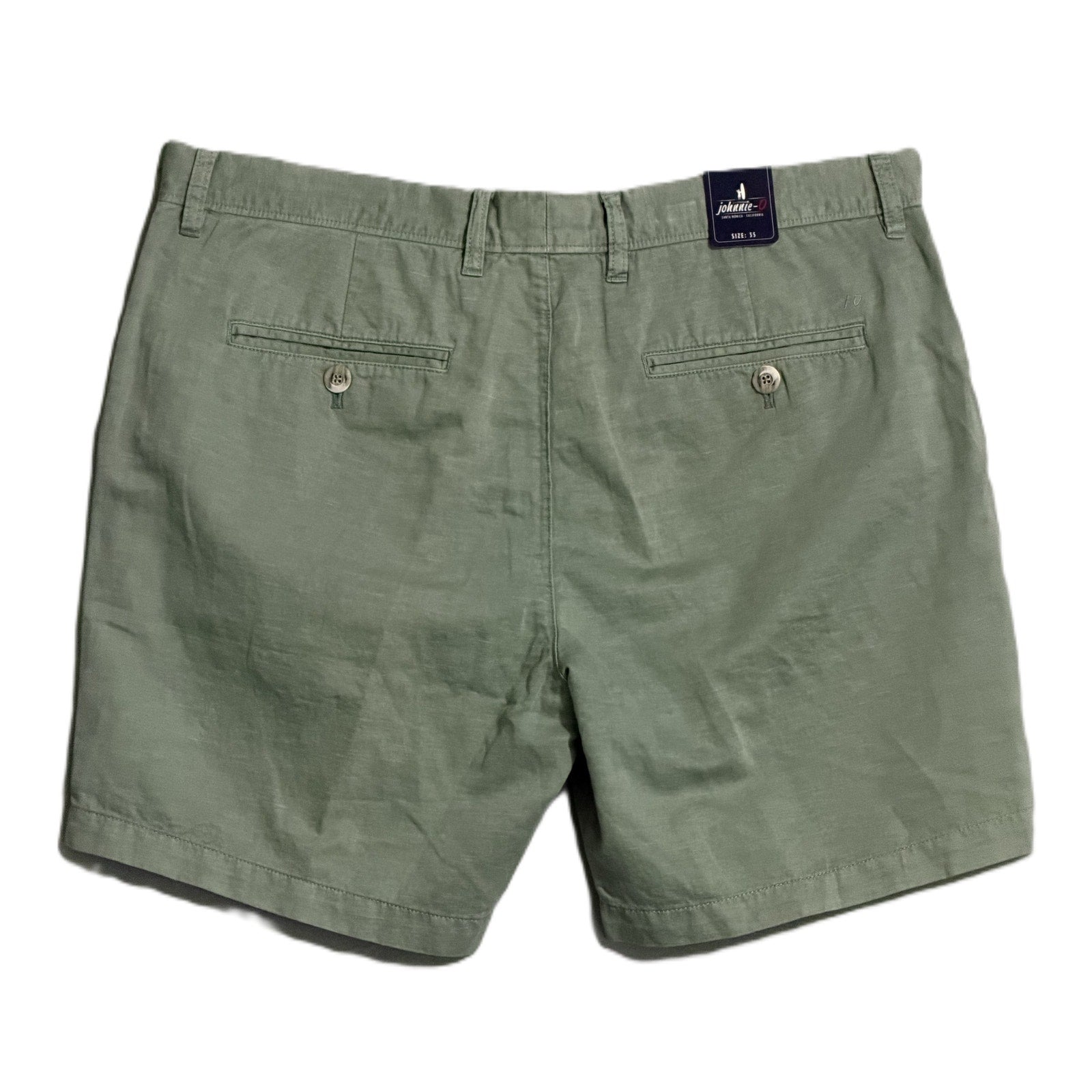 Johnnie-O Shorts Men's 36W Cotton Linen Blend Flat Front Blue Surf NEW