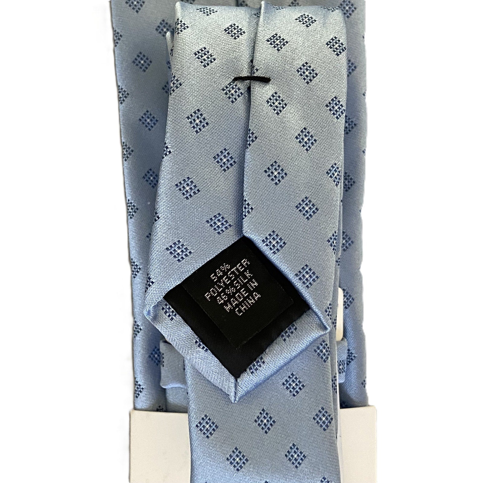 Calvin Klein Necktie Silk Blend Classic Width and Length Blue Geo