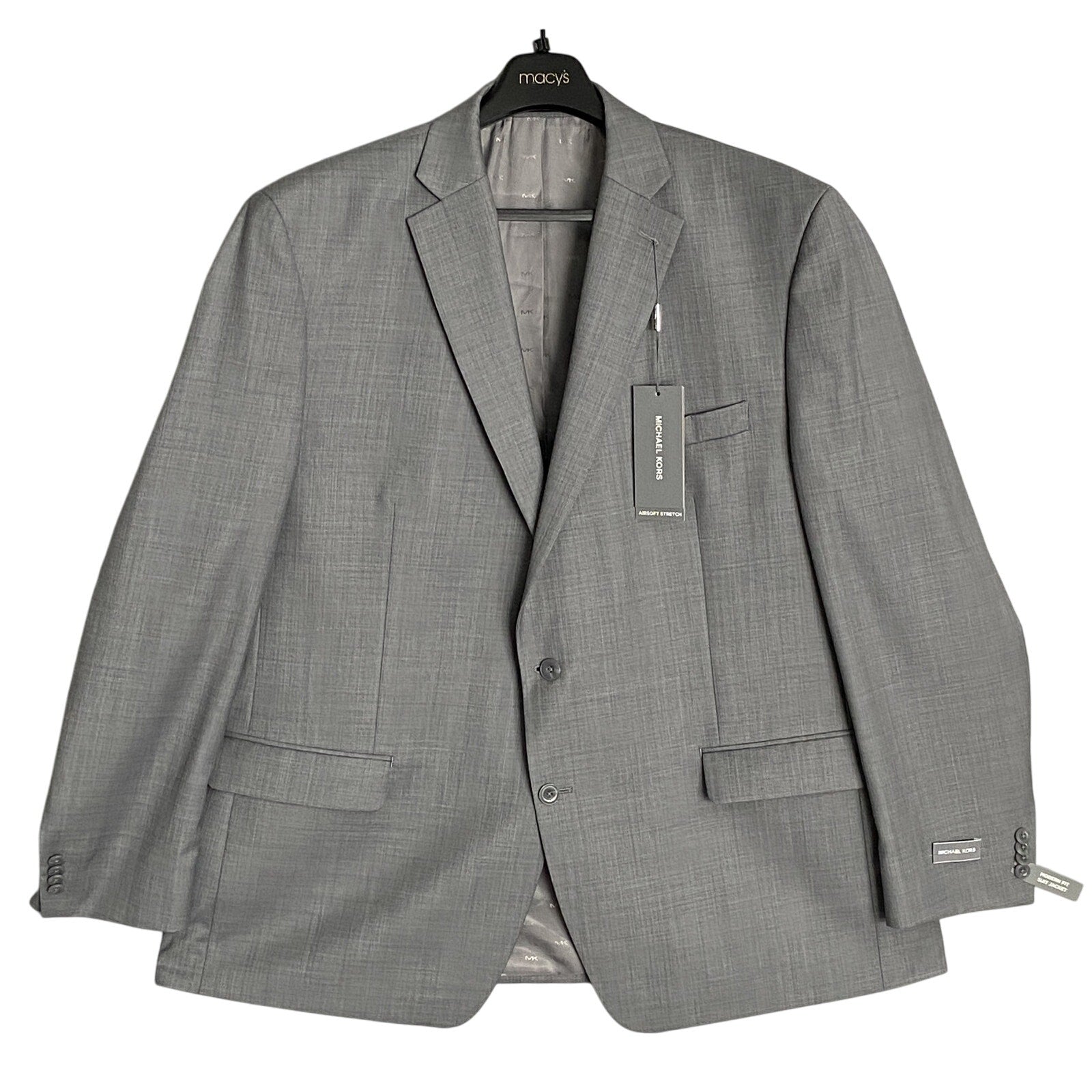 Michael Kors Suit Jacket Men's 50 Long Modern Fit Wool Blend Light Grey
