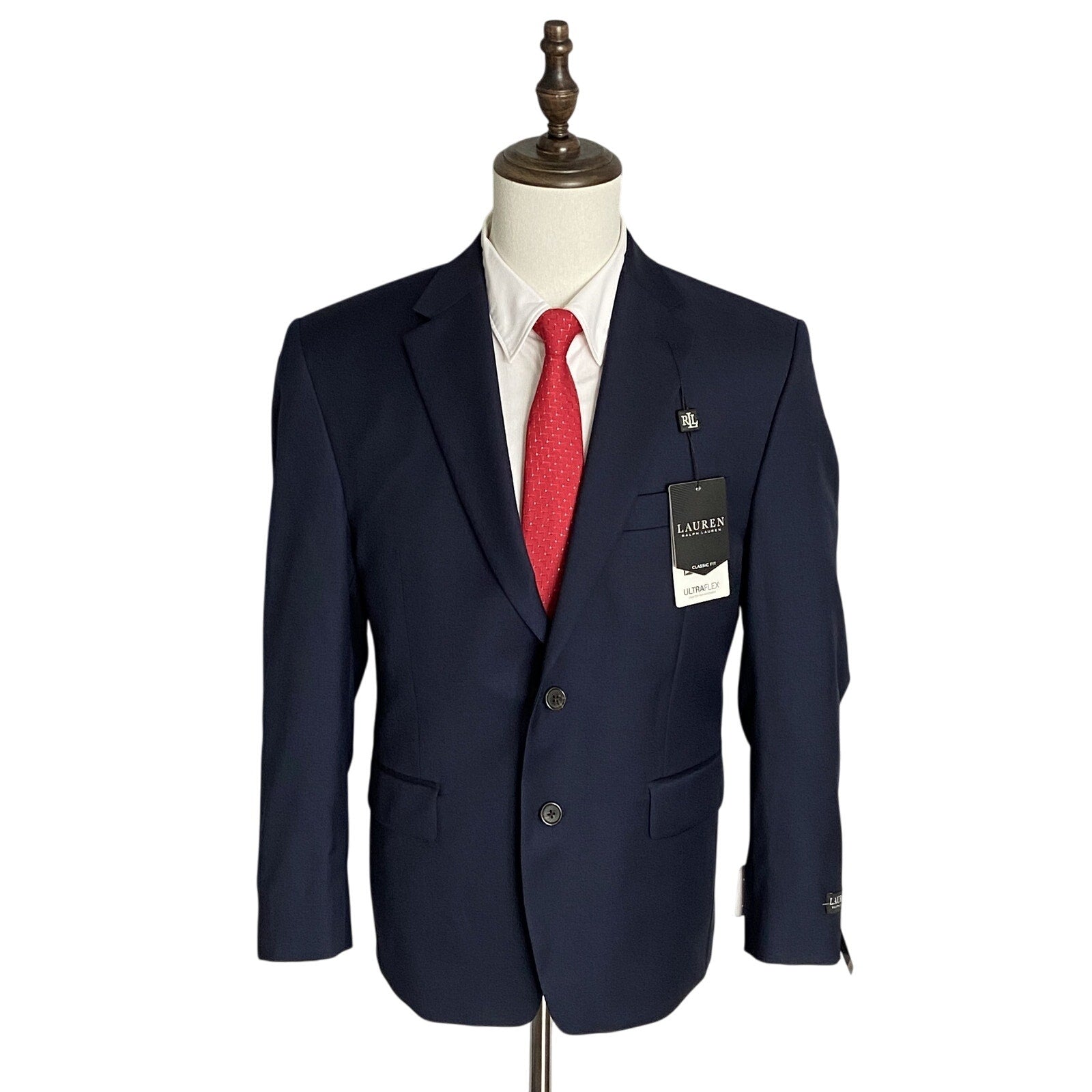 Lauren Ralph Lauren Suit Jacket Men's 40 Short Classic Fit Navy Blue Wool