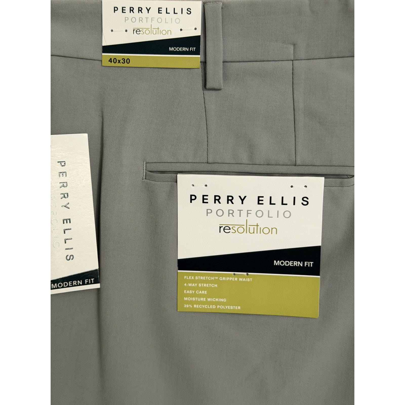 Perry Ellis Portfolio Pants Men's 40x30 Modern Fit Dress Pant Chiseled Stone