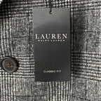 Lauren Ralph Lauren Overcoat Men's 40 Regular Wool Blend Black & White Plaid